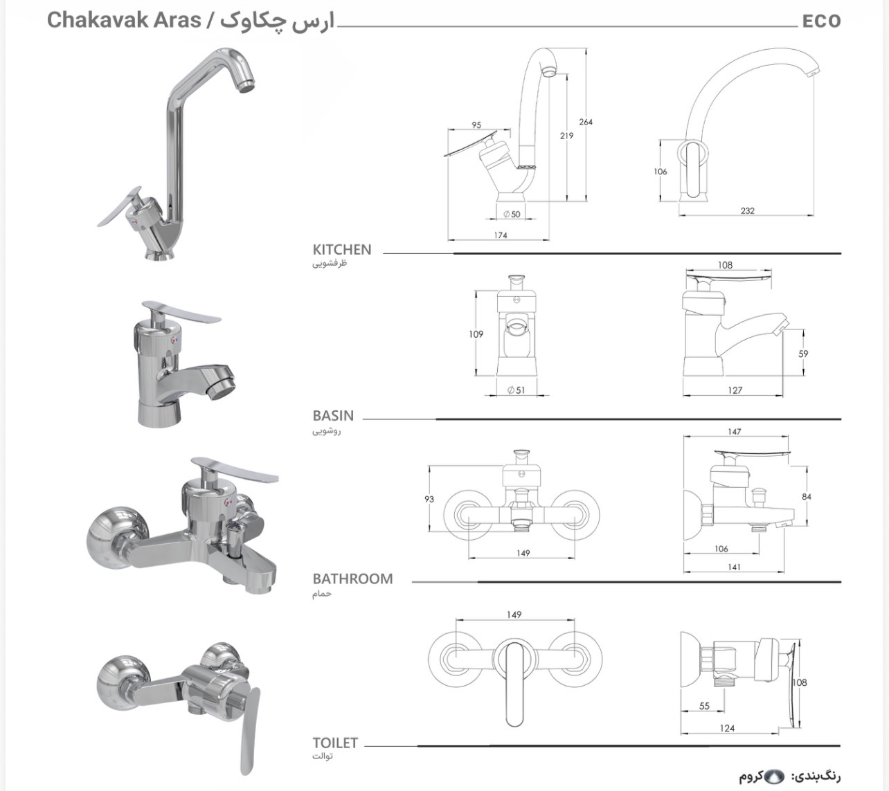 ست شیرآلات ارس چکاوک برلیان