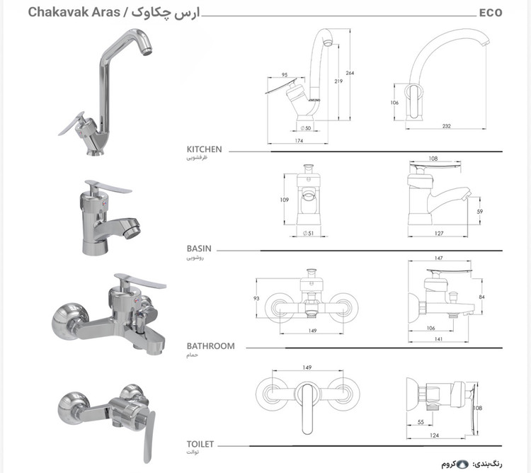ست شیرآلات ارس چکاوک برلیان